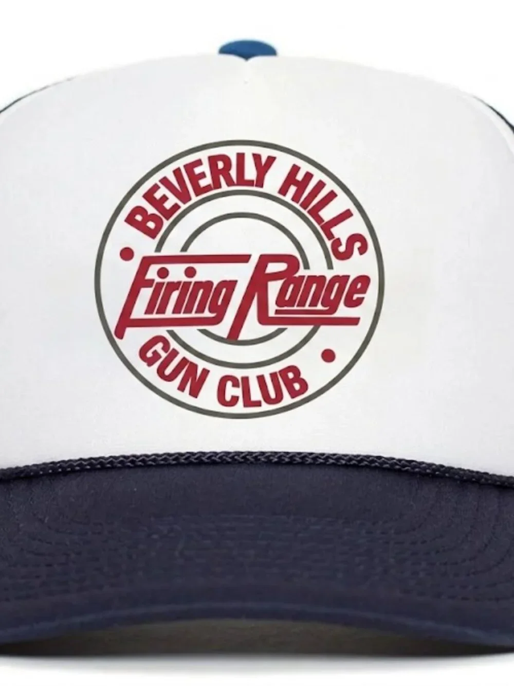 Beverly Hills Firing Range Printed Navy White Foam Rope Trucker Hat New US 90210